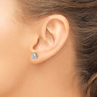True Origin 14K White Gold 0.75 Carat Lab Grown Diamond VS+ F+ Pear Four Prong Heavy Weight Complete Stud Earrings view 3