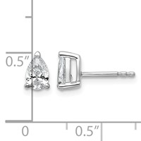 True Origin 14K White Gold 0.75 Carat Lab Grown Diamond VS+ F+ Pear Four Prong Heavy Weight Complete Stud Earrings view 4
