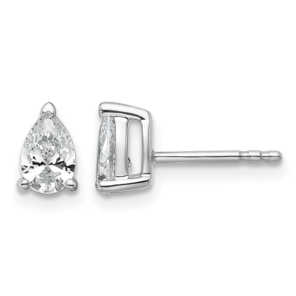 True Origin 14K White Gold 0.75 Carat Lab Grown Diamond VS+ F+ Pear Four Prong Heavy Weight Complete Stud Earrings