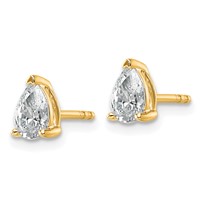True Origin 14K Yellow Gold 0.75 Carat Lab Grown Diamond VS+ F+ Pear Four Prong Heavy Weight Complete Stud Earrings view 2