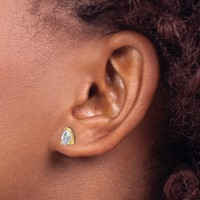 True Origin 14K Yellow Gold 0.75 Carat Lab Grown Diamond VS+ F+ Pear Four Prong Heavy Weight Complete Stud Earrings view 3