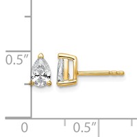 True Origin 14K Yellow Gold 0.75 Carat Lab Grown Diamond VS+ F+ Pear Four Prong Heavy Weight Complete Stud Earrings view 4