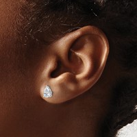 True Origin 14K White Gold 1 Carat Lab Grown Diamond VS+ F+ Pear Four Prong Heavy Weight Complete Stud Earrings view 3