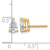 True Origin 14K Yellow Gold 1 Carat Lab Grown Diamond VS+ F+ Pear Four Prong Heavy Weight Complete Stud Earrings view 4