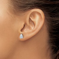True Origin 14K White Gold 1.50 Carat Lab Grown Diamond VS+ F+ Pear Four Prong Heavy Weight Complete Stud Earrings view 3