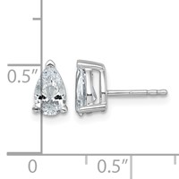 True Origin 14K White Gold 1.50 Carat Lab Grown Diamond VS+ F+ Pear Four Prong Heavy Weight Complete Stud Earrings view 4