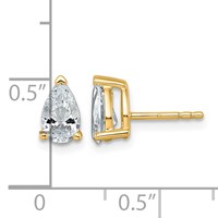 True Origin 14K Yellow Gold 1.50 Carat Lab Grown Diamond VS+ F+ Pear Four Prong Heavy Weight Complete Stud Earrings view 4