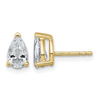 True Origin 14K Yellow Gold 1.50 Carat Lab Grown Diamond VS+ F+ Pear Four Prong Heavy Weight Complete Stud Earrings view 1
