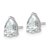 True Origin 14K White Gold 2 Carat Lab Grown Diamond VS+ F+ Pear Four Prong Heavy Weight Complete Stud Earrings view 2