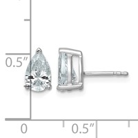 True Origin 14K White Gold 2 Carat Lab Grown Diamond VS+ F+ Pear Four Prong Heavy Weight Complete Stud Earrings view 4