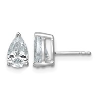 True Origin 14K White Gold 2 Carat Lab Grown Diamond VS+ F+ Pear Four Prong Heavy Weight Complete Stud Earrings view 1