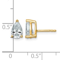 True Origin 14K Yellow Gold 2 Carat Lab Grown Diamond VS+ F+ Pear Four Prong Heavy Weight Complete Stud Earrings view 4