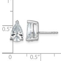True Origin 14K White Gold 3 Carat Lab Grown Diamond VS+ F+ Pear Four Prong Heavy Weight Complete Stud Earrings view 4