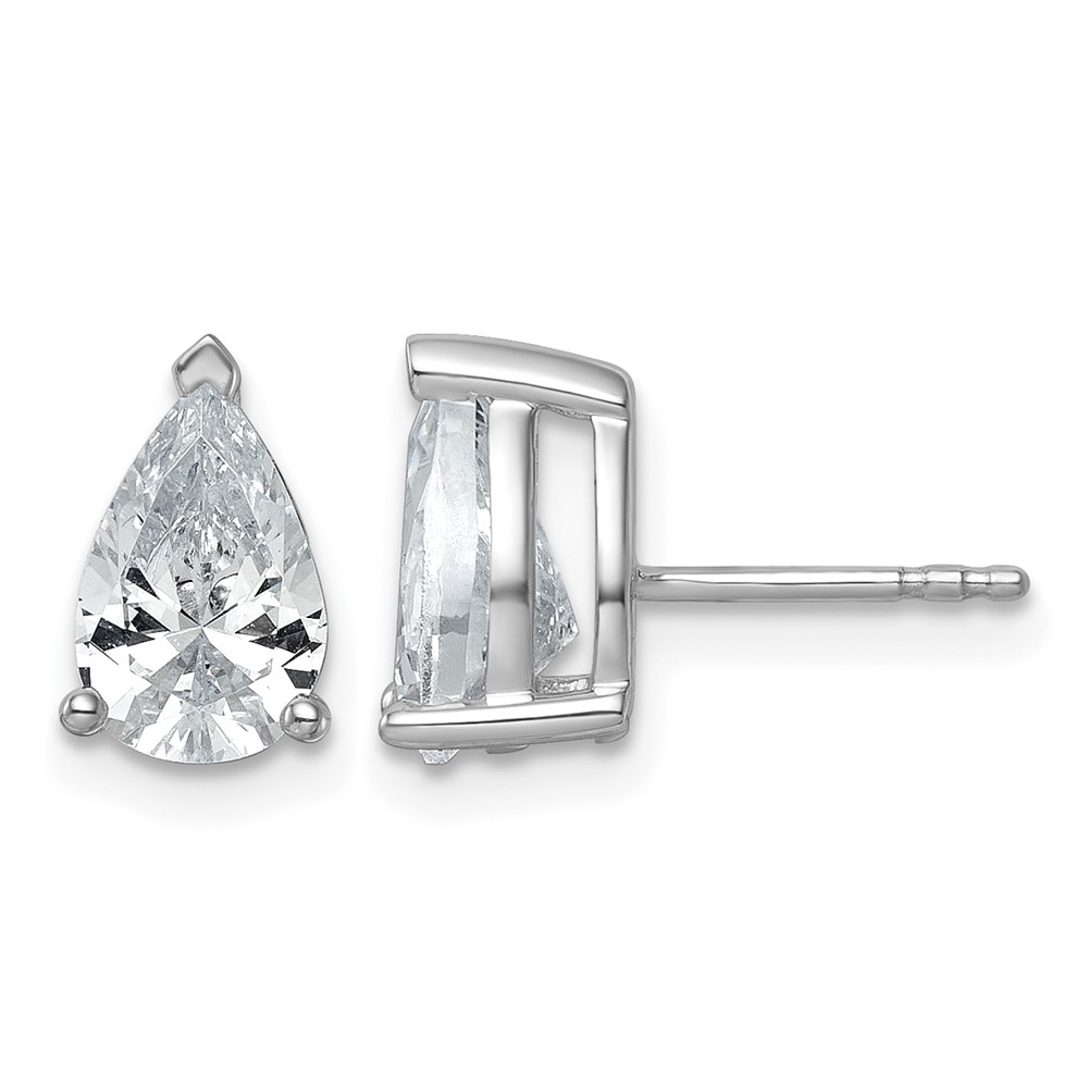 True Origin 14K White Gold 3 Carat Lab Grown Diamond VS+ F+ Pear Four Prong Heavy Weight Complete Stud Earrings