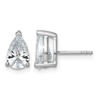 True Origin 14K White Gold 3 Carat Lab Grown Diamond VS+ F+ Pear Four Prong Heavy Weight Complete Stud Earrings view 1