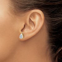 True Origin 14K Yellow Gold 3 Carat Lab Grown Diamond VS+ F+ Pear Four Prong Heavy Weight Complete Stud Earrings view 3