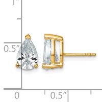 True Origin 14K Yellow Gold 3 Carat Lab Grown Diamond VS+ F+ Pear Four Prong Heavy Weight Complete Stud Earrings view 4
