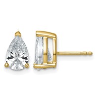 True Origin 14K Yellow Gold 3 Carat Lab Grown Diamond VS+ F+ Pear Four Prong Heavy Weight Complete Stud Earrings view 1