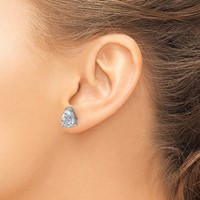 True Origin 14K White Gold 4 Carat Lab Grown Diamond VS+ F+ Pear Four Prong Heavy Weight Complete Stud Earrings view 3