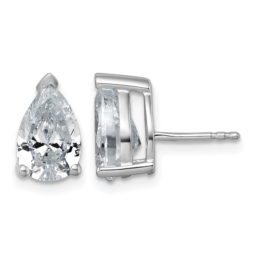 True Origin 14K White Gold 4 Carat Lab Grown Diamond VS+ F+ Pear Four Prong Heavy Weight Complete Stud Earrings
