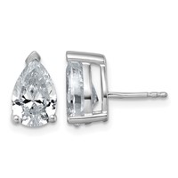 True Origin 14K White Gold 4 Carat Lab Grown Diamond VS+ F+ Pear Four Prong Heavy Weight Complete Stud Earrings view 1