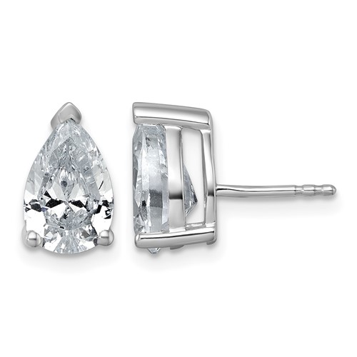 True Origin 14K White Gold 4 Carat Lab Grown Diamond VS+ F+ Pear Four Prong Heavy Weight Complete Stud Earrings
