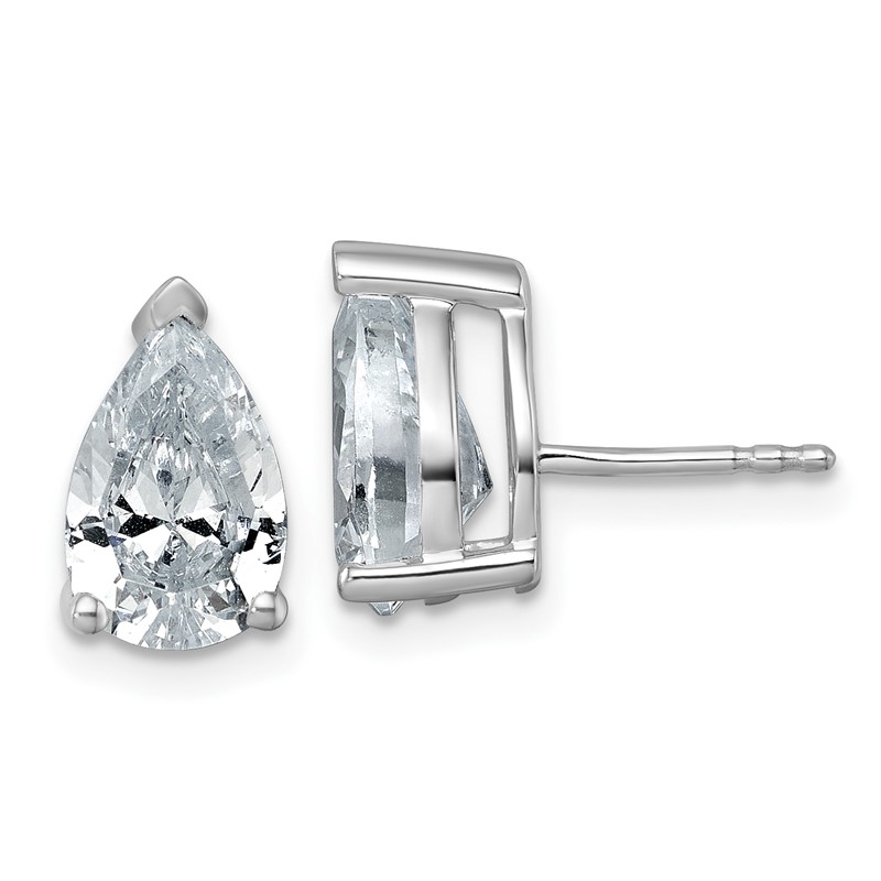 14k White Gold 4 ctw Lab Grown Diamond VS+ F+ Pear 4 Prong Heavy Wt. Stud Earrings