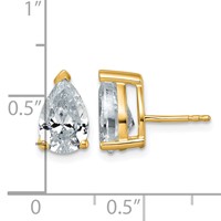 True Origin 14K Yellow Gold 4 Carat Lab Grown Diamond VS+ F+ Pear Four Prong Heavy Weight Complete Stud Earrings view 4