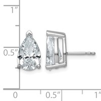 True Origin 14K White Gold 5 Carat Lab Grown Diamond VS+ F+ Pear Four Prong Heavy Weight Complete Stud Earrings view 4