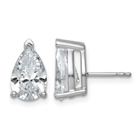 True Origin 14K White Gold 5 Carat Lab Grown Diamond VS+ F+ Pear Four Prong Heavy Weight Complete Stud Earrings view 1