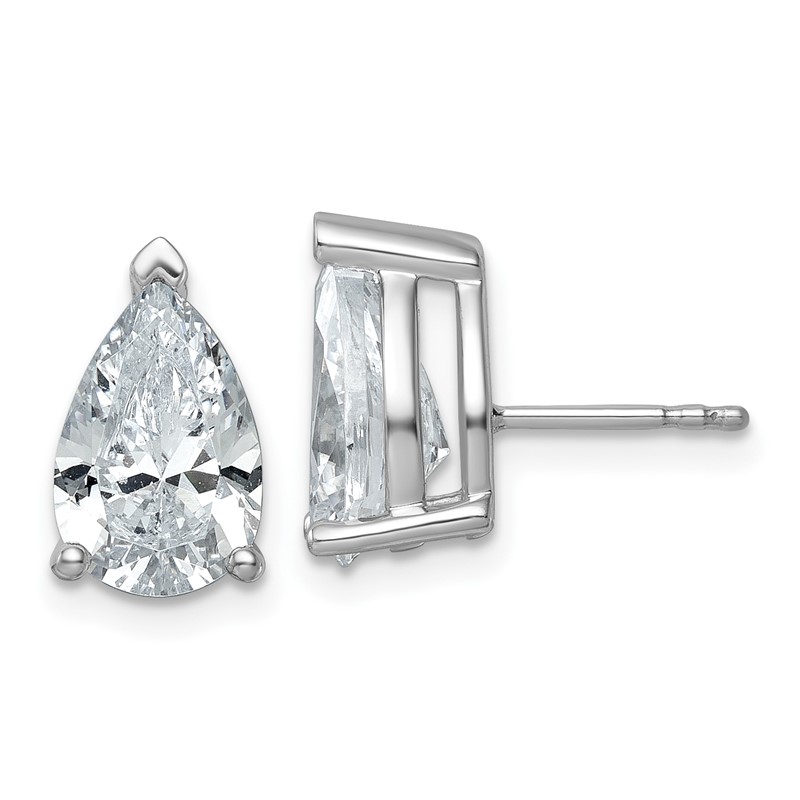 14k White Gold 5 ctw Lab Grown Diamond VS+ F+ Pear 4 Prong Heavy Wt. Stud Earrings