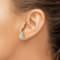 True Origin 14K Yellow Gold 5 Carat Lab Grown Diamond VS+ F+ Pear Four Prong Heavy Weight Complete Stud Earrings view 3