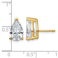 True Origin 14K Yellow Gold 5 Carat Lab Grown Diamond VS+ F+ Pear Four Prong Heavy Weight Complete Stud Earrings view 4