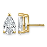 True Origin 14K Yellow Gold 5 Carat Lab Grown Diamond VS+ F+ Pear Four Prong Heavy Weight Complete Stud Earrings view 1