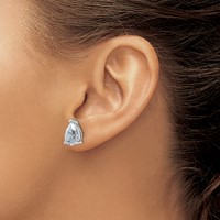True Origin 14K White Gold 6 Carat Lab Grown Diamond VS+ F+ Pear Four Prong Heavy Weight Complete Stud Earrings view 3