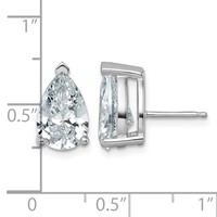True Origin 14K White Gold 6 Carat Lab Grown Diamond VS+ F+ Pear Four Prong Heavy Weight Complete Stud Earrings view 4