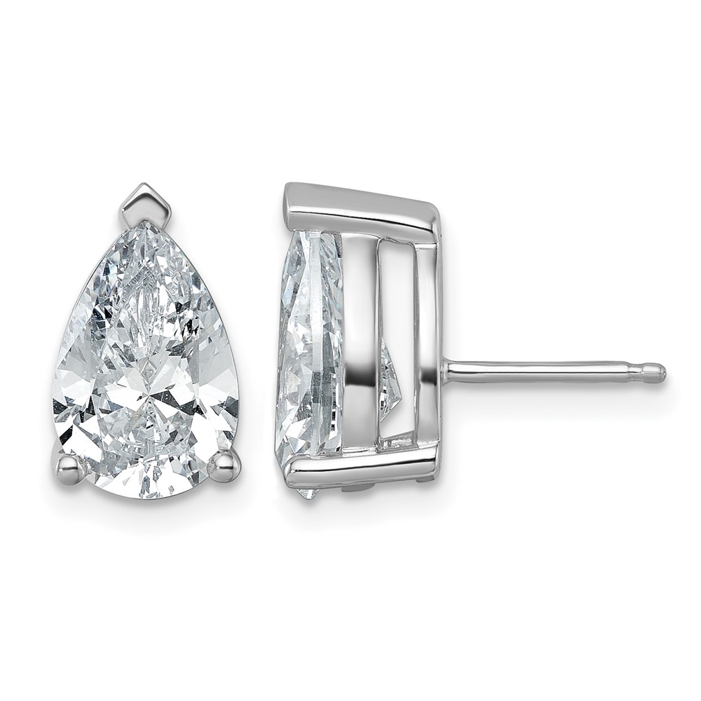 True Origin 14K White Gold 6 Carat Lab Grown Diamond VS+ F+ Pear Four Prong Heavy Weight Complete Stud Earrings