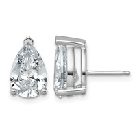 True Origin 14K White Gold 6 Carat Lab Grown Diamond VS+ F+ Pear Four Prong Heavy Weight Complete Stud Earrings view 1