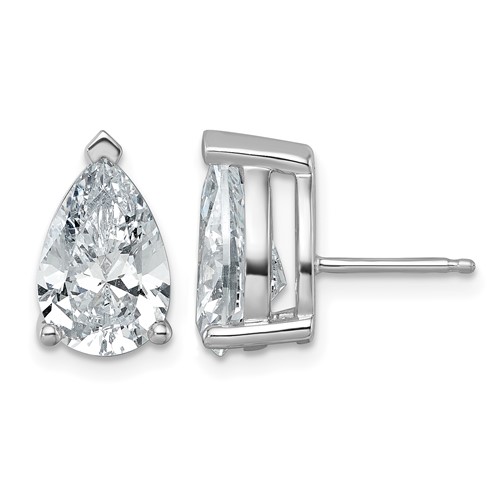 True Origin 14K White Gold 6 Carat Lab Grown Diamond VS+ F+ Pear Four Prong Heavy Weight Complete Stud Earrings