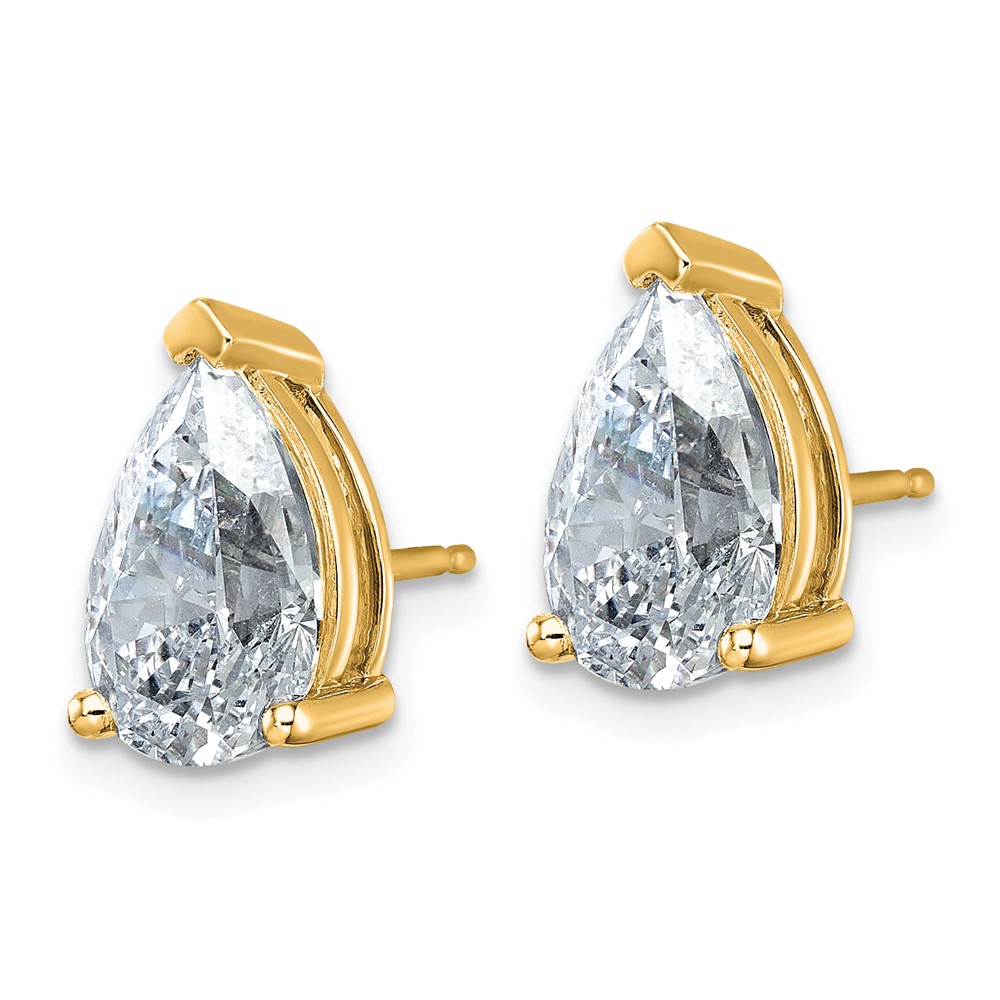 14k Yellow Gold 6 ctw Lab Grown Diamond VS+ F+ Pear 4 Prong Heavy Wt. Stud Earrings (EM11006-600-LD)