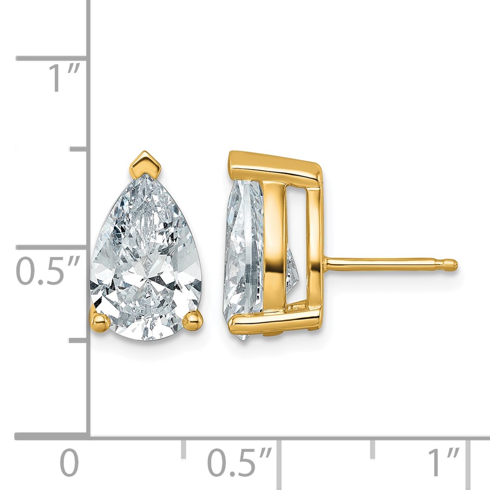 14k Yellow Gold 6 ctw Lab Grown Diamond VS+ F+ Pear 4 Prong Heavy Wt. Stud Earrings (EM11006-600-LD)