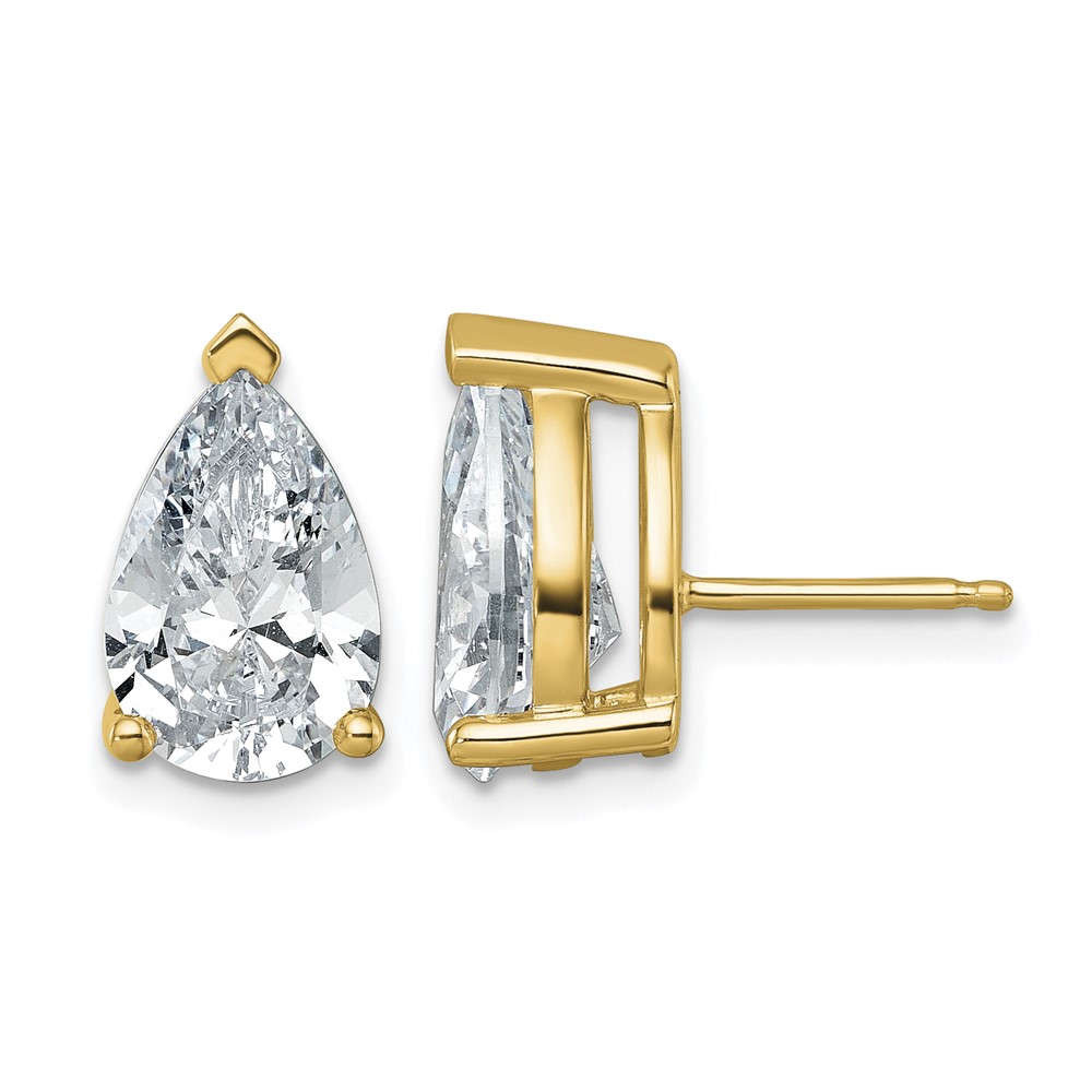 14k Yellow Gold 6 ctw Lab Grown Diamond VS+ F+ Pear 4 Prong Heavy Wt. Stud Earrings (EM11006-600-LD)