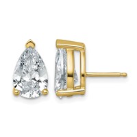 True Origin 14K Yellow Gold 6 Carat Lab Grown Diamond VS+ F+ Pear Four Prong Heavy Weight Complete Stud Earrings view 1