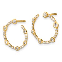 True Origin 14K Yellow Gold 0.88 Carat Lab Grown Diamond VS+ F+ Circular Post Complete Earrings view 2
