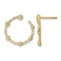 True Origin 14K Yellow Gold 0.88 Carat Lab Grown Diamond VS+ F+ Circular Post Complete Earrings view 1