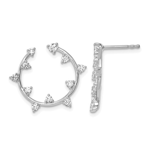 True Origin 14K White Gold 0.50 Carat Lab Grown Diamond VS+ F+ Circular Post Complete Earrings
