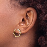 True Origin 14K Yellow Gold 0.62 Carat Lab Grown Diamond VS+ F+ Circular Post Complete Earrings view 3