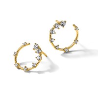 True Origin 14K Yellow Gold 0.62 Carat Lab Grown Diamond VS+ F+ Circular Post Complete Earrings view 5