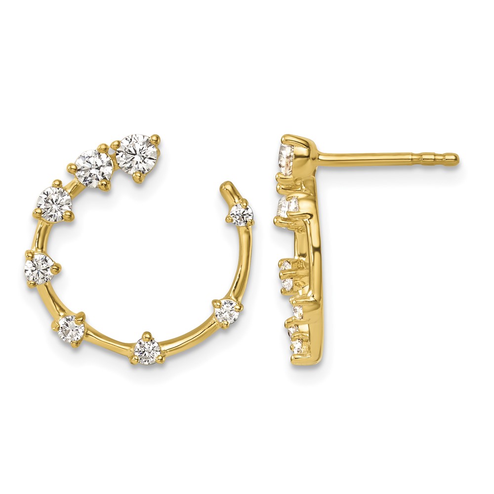 True Origin 14K Yellow Gold 0.62 Carat Lab Grown Diamond VS+ F+ Circular Post Complete Earrings