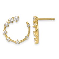 True Origin 14K Yellow Gold 0.62 Carat Lab Grown Diamond VS+ F+ Circular Post Complete Earrings view 1